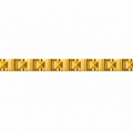 A gold-colored metal link chain or decorative trim featuring repeating square motifs with central pyramid-like details, shown horizontally against a plain white background.
