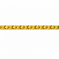A single gold-colored metal decorative trim piece with a repeating geometric pattern, shown horizontally against a plain white background.