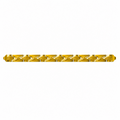 A long, narrow gold metallic strip or bar with a repeating geometric pattern, centered horizontally on a plain white background.