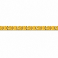 A gold tennis bracelet with a repeating pattern of interlocking links, each featuring a raised circular medallion, shown against a plain white background.