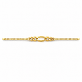 A gold chain bracelet featuring a central oval link motif flanked by textured beaded sections on both ends, shown against a plain white background.