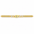 A gold chain bracelet featuring a central square link with a small pavé diamond and a wrap-around dual-tone chain on either side.