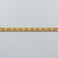 A gold-plated link bracelet with small clear stones set into the center of each link, displayed horizontally on a light gray textured background.