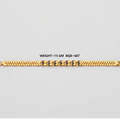 A gold-toned chain bracelet with alternating textured gold and black links, displayed horizontally on a light gray background with text overlay indicating weight and style code.