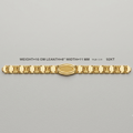 A 16GM 92KT yellow gold chain bracelet with an oval center medallion, displayed horizontally on a light gray textured background with product specifications printed above it.