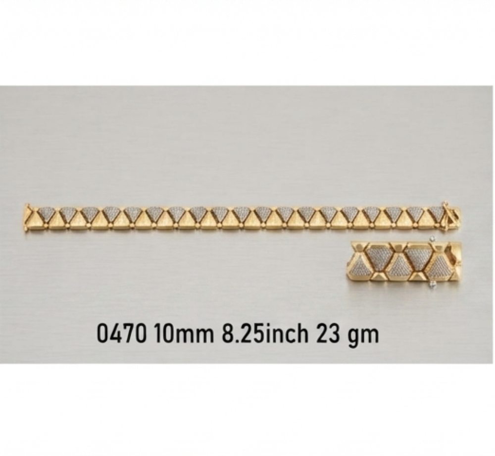  gold-toned chain link bracelet end sections and matching connector pieces arranged in a 2x2 grid on a light gray background, with model numbers and weights printed below each piece.