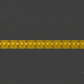 A yellow rectangular strip with multiple circular raised bumps and repeating black printed symbols, shown horizontally on a dark gray background.