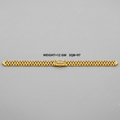 A gold-tone metal watch band with a central clasp, laid horizontally on a light gray background. Black text above the band reads 'WEIGHT=12 GM SQ8-97'.