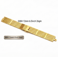 Four different yellow gold bracelets arranged in a 2x2 grid on a white background, each with its own model number, length, and weight displayed in text boxes below.
