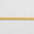 A gold-toned metal link bracelet with a textured, segmented design, displayed horizontally on a light gray background with a small code label 'PCB-066' above it.