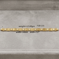 A gold link bracelet displayed on a gray velvet jewelry box, with overlaid text showing its weight of 12.00g, width of 10mm, and length of 7.