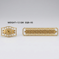A gold-toned watch band or bracelet shown from two angles on a light gray background, with text above reading 'WEIGHT=12 GM SQB=93'. No person, animal, or real environment is present, so this is Product/Packaging.