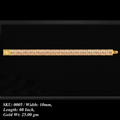 framed jewelry display panels on a light gray background, each with a black background and white text showing product codes, dimensions, and gold weight. The panels display two types of bracelets: a slim diamond-encrusted bracelet and a textured gold chain bracelet with diamonds.