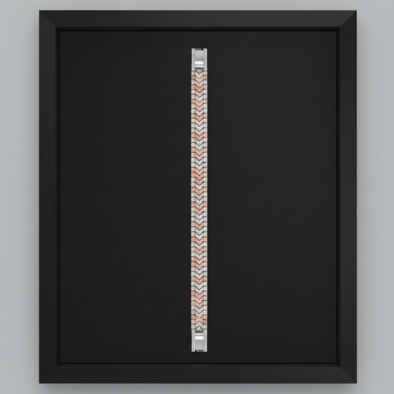 Four framed jewelry display panels on a light gray background, each with a black background and white text showing product codes, dimensions, and gold weight. The panels display two types of bracelets: a slim diamond-encrusted bracelet and a textured gold chain bracelet with diamonds.