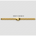 A gold-toned metal bracelet with a textured link design and a central geometric clasp, shown on a light gray background with text reading 'WEIGHT=12 GM SQ8=94'.