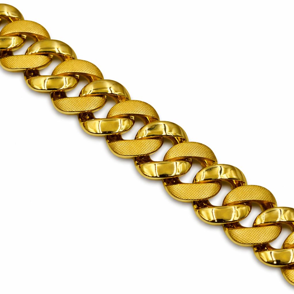 Gold chain bracelet on a white background