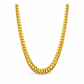 Gold chain necklace on a white background