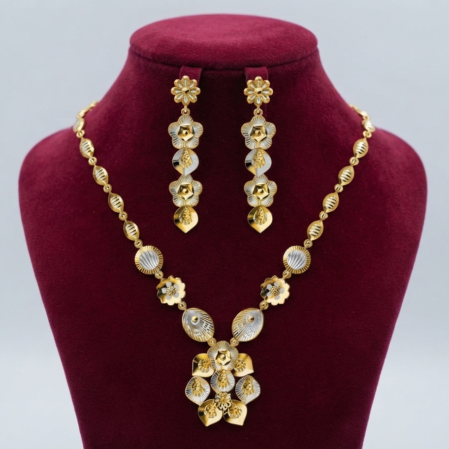 22gms Womens Paper Casting Necklace Floral Design #SB