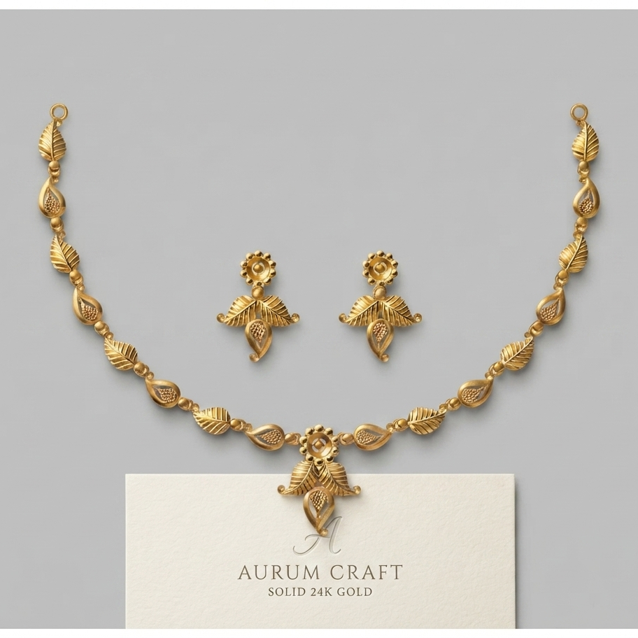 11gms Womens Paper Casting Necklace Leaf Design #SB