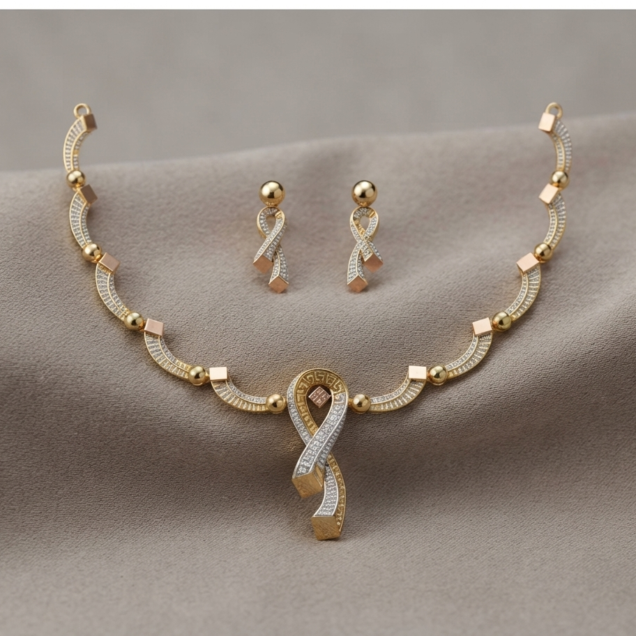 22gms Womens Paper Casting Necklace Ribbon Design #SB