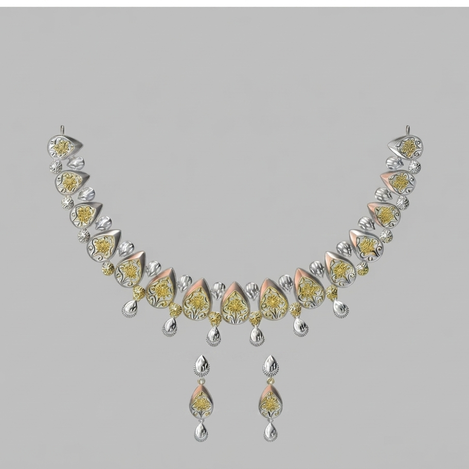 22gms Womens Paper Casting Necklace Teardrop Design #SB