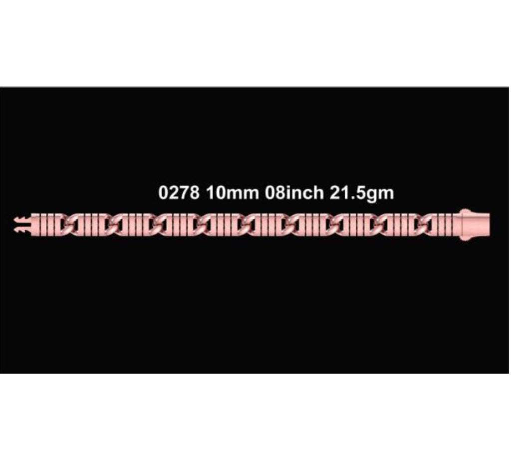 Four black product cards showing different gold-tone chain link styles with text labels and weight/length details.