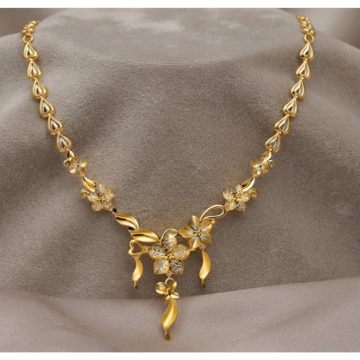 22gms Womens Paper Casting Necklace Floral Design #SB