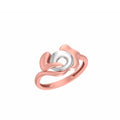 A rose gold ring with a unique sculptural design featuring a central silver ring element, shown on a plain white background with a small code label in the bottom-left corner.