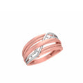 A three-band ring featuring two rose gold bands and one silver band in an interlocking infinity design, shown on a plain white background with a small code label in the bottom-left corner.