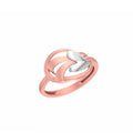 A two-tone ring featuring a rose gold band with a white heart-shaped inlay, shown on a plain white background with a small product code label in the bottom-left corner.