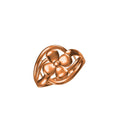 A rose gold ring featuring a stylized four-petal flower motif set within an openwork heart-shaped band, shown on a plain white background with a small model code label in the bottom-left corner.
