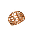 A copper-toned openwork ring with a wavy, interlocking pattern, shown on a plain white background with a small code label and logo at the bottom.