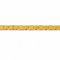 A gold link bracelet with a combination of textured horizontal grooves, rectangular links, and openwork diamond-patterned sections, shown against a plain white background.